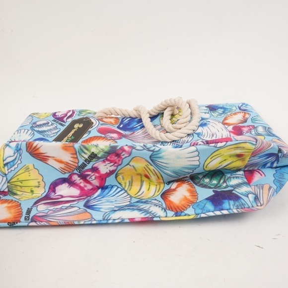 Shoreline‎ Blue with Seashell Pattern Summer Tote Bag with Rope Handle - Picture 8 of 14